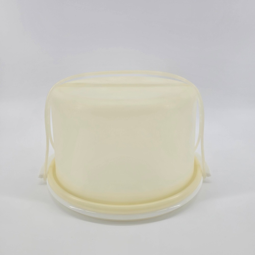 Tupperware Round Cake Taker Carrier Vintage Handle White
